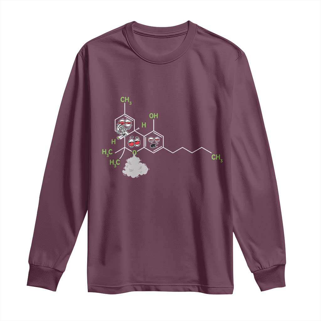Cannabis Weed Long Sleeve Shirt Molecule THC Marijuana Stoner - Wonder Print Shop