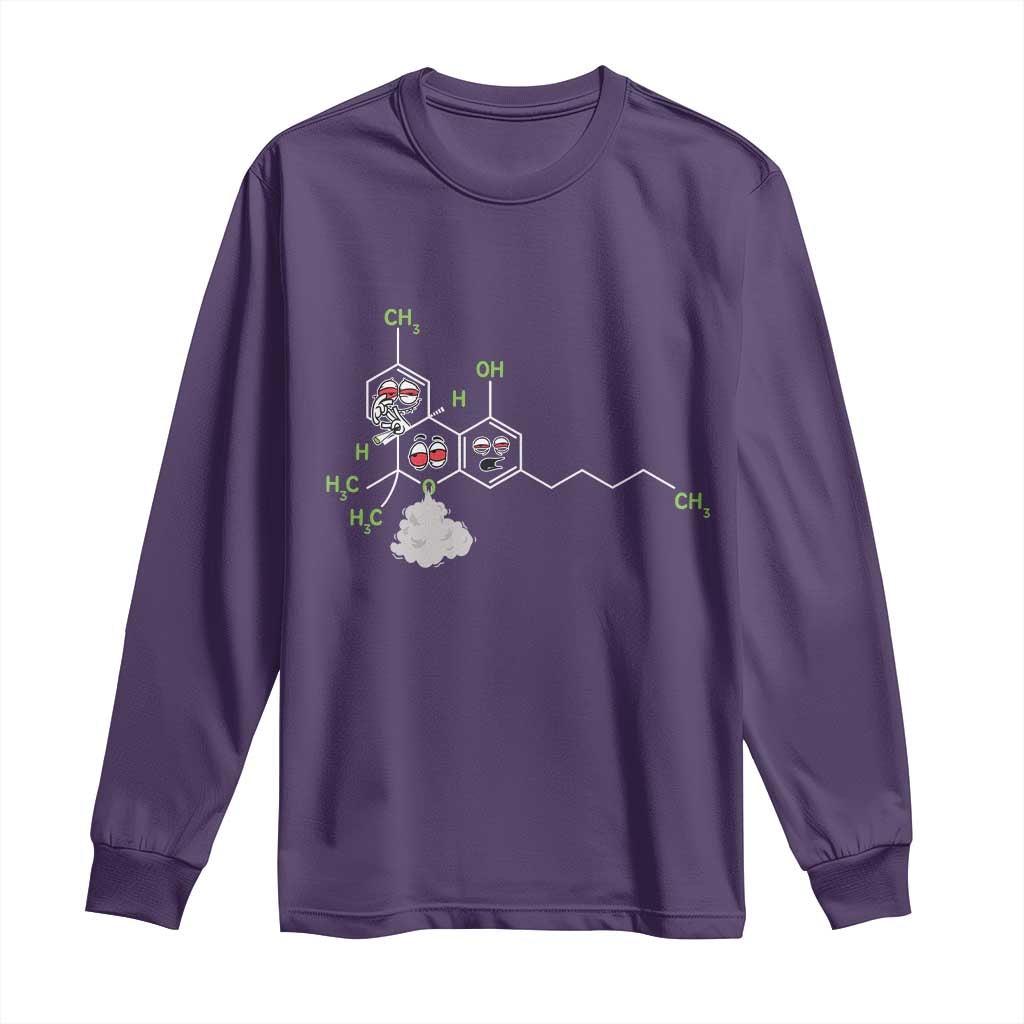 Cannabis Weed Long Sleeve Shirt Molecule THC Marijuana Stoner - Wonder Print Shop