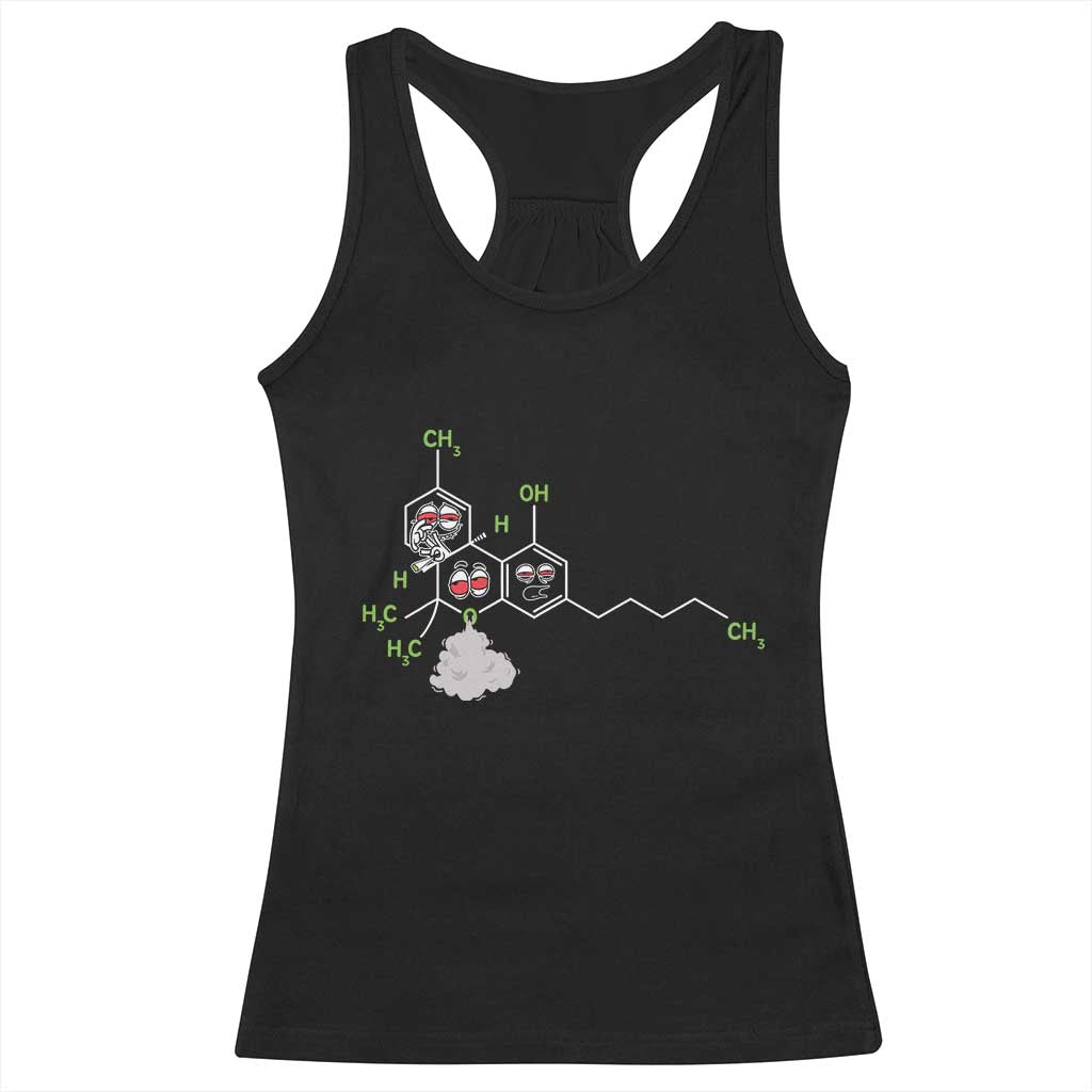 Cannabis Weed Racerback Tank Top Molecule THC Marijuana Stoner - Wonder Print Shop