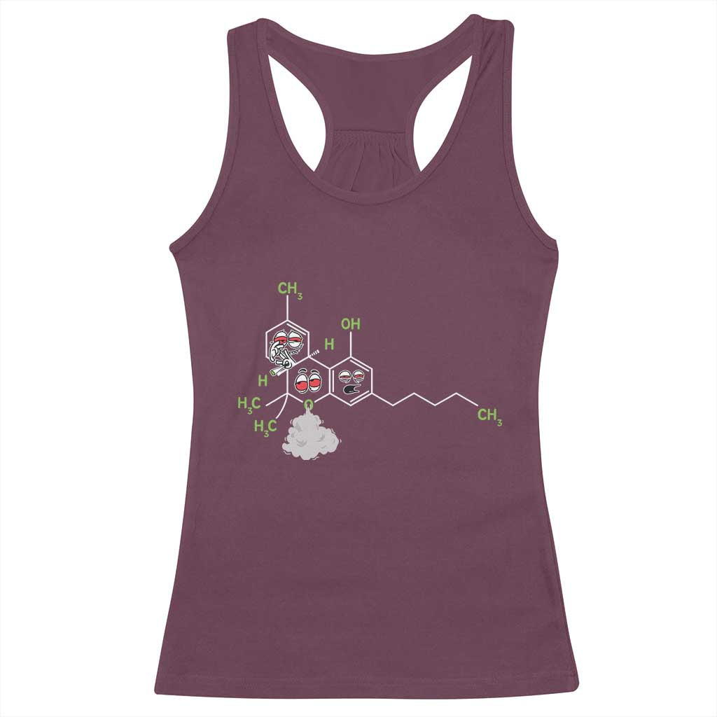 Cannabis Weed Racerback Tank Top Molecule THC Marijuana Stoner - Wonder Print Shop