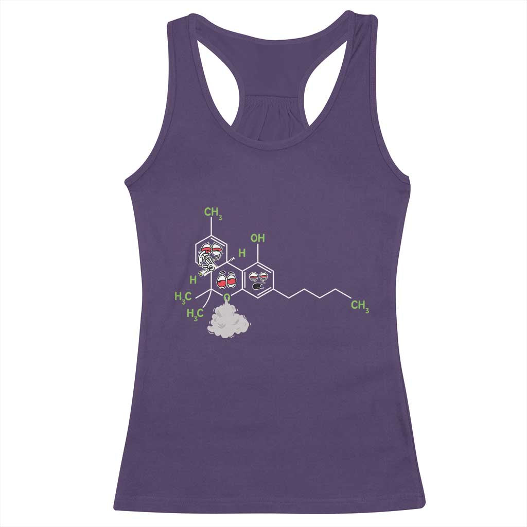 Cannabis Weed Racerback Tank Top Molecule THC Marijuana Stoner - Wonder Print Shop