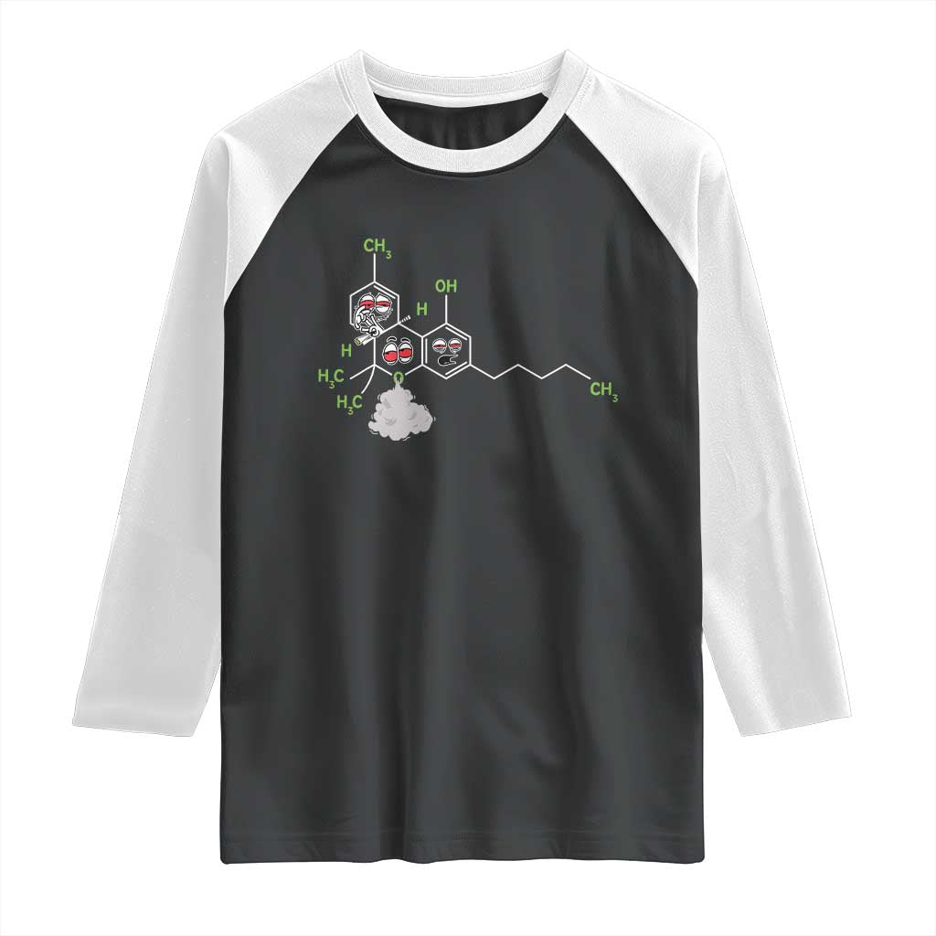 Cannabis Weed Raglan Shirt Molecule THC Marijuana Stoner - Wonder Print Shop