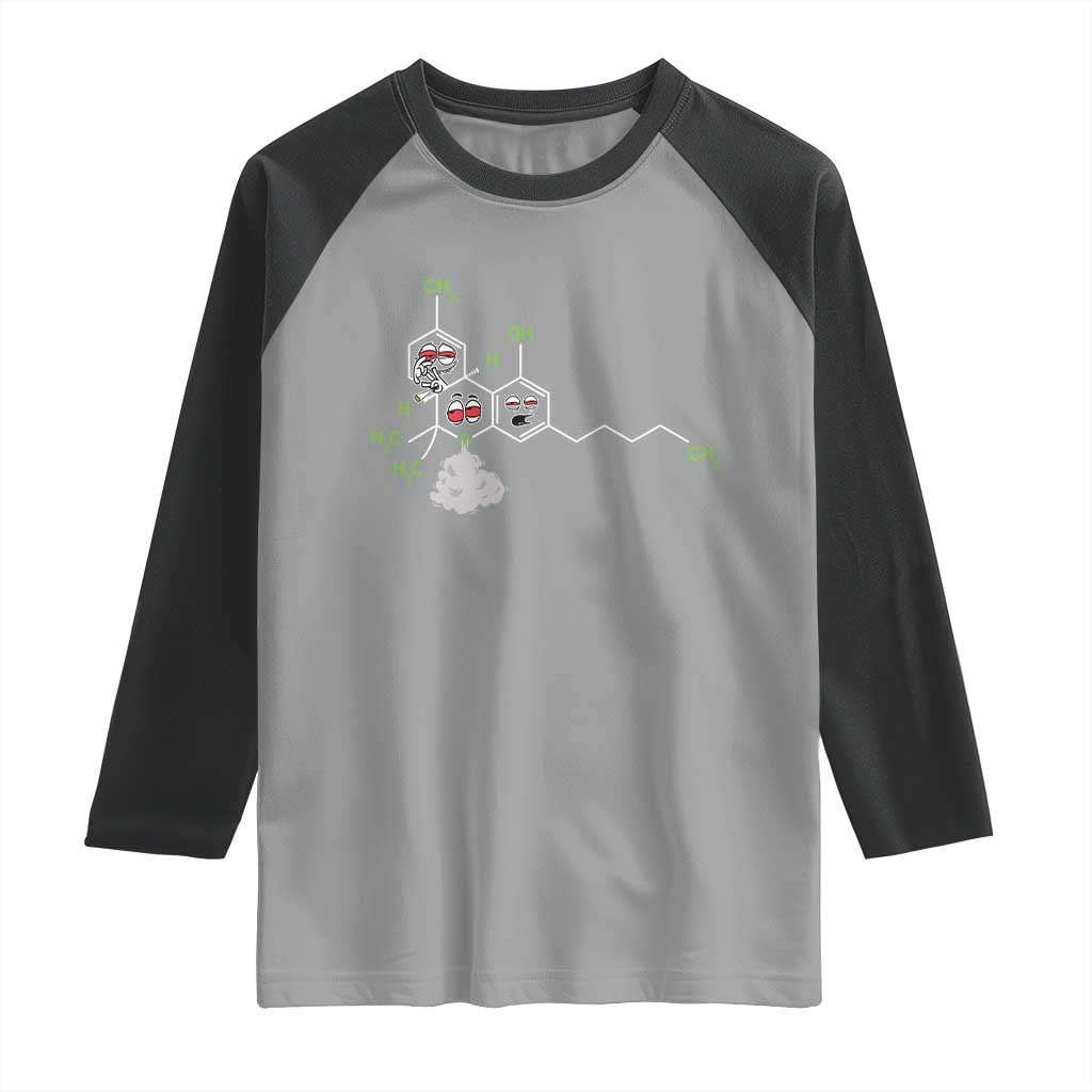 Cannabis Weed Raglan Shirt Molecule THC Marijuana Stoner - Wonder Print Shop