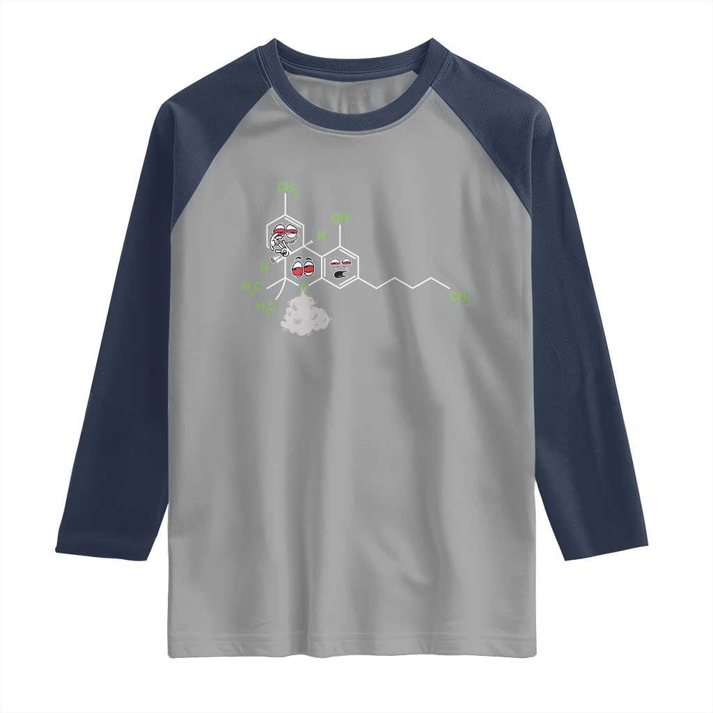 Cannabis Weed Raglan Shirt Molecule THC Marijuana Stoner - Wonder Print Shop