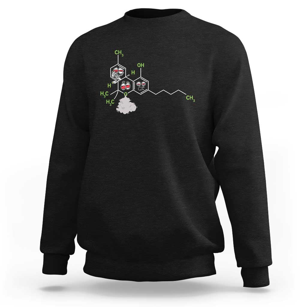 Cannabis Weed Sweatshirt Molecule THC Marijuana Stoner - Wonder Print Shop