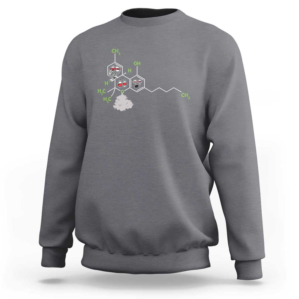 Cannabis Weed Sweatshirt Molecule THC Marijuana Stoner - Wonder Print Shop
