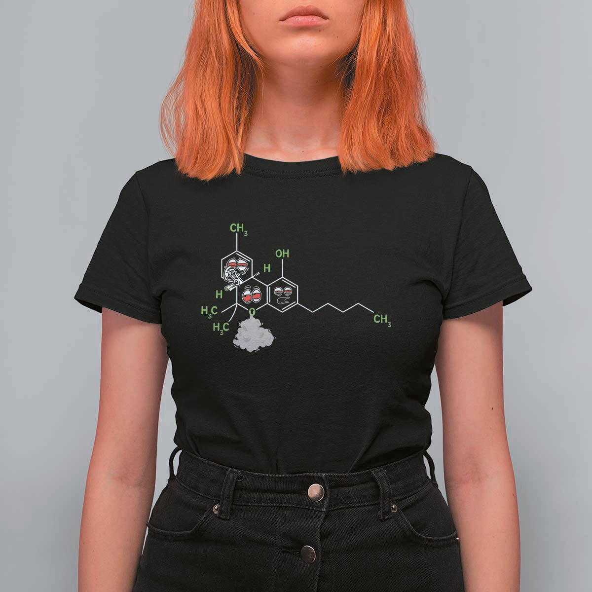 Cannabis Weed T Shirt For Women Molecule THC Marijuana Stoner - Wonder Print Shop