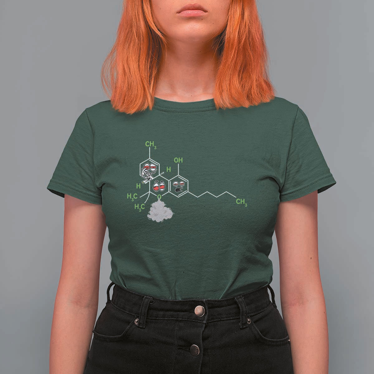 Cannabis Weed T Shirt For Women Molecule THC Marijuana Stoner - Wonder Print Shop