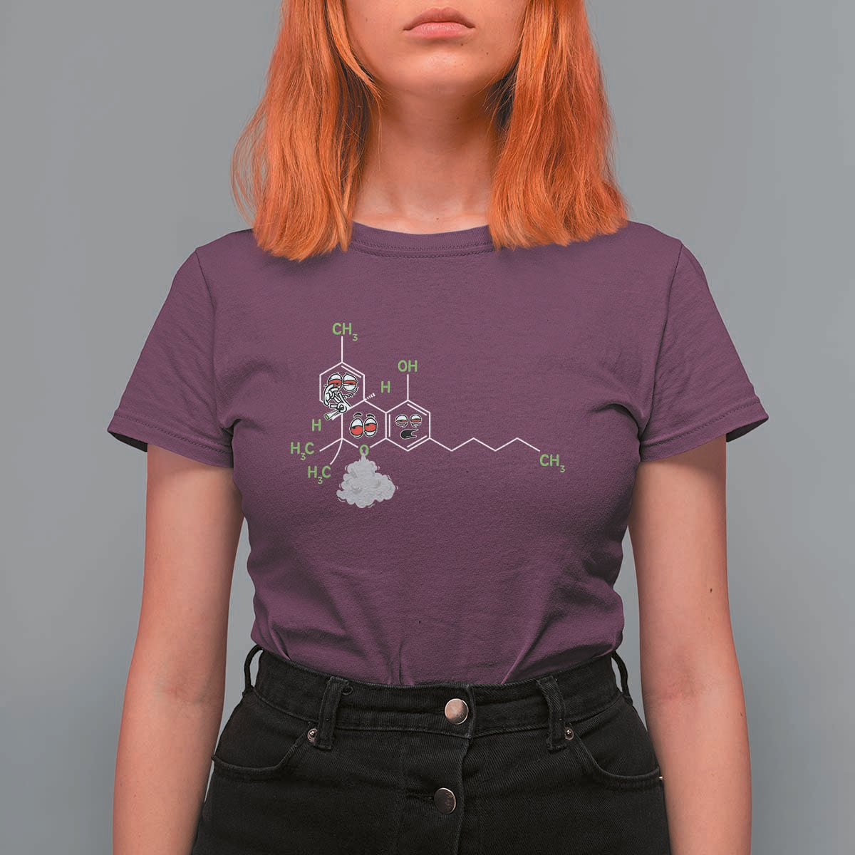 Cannabis Weed T Shirt For Women Molecule THC Marijuana Stoner - Wonder Print Shop
