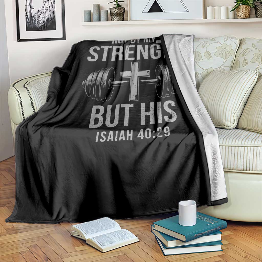 Not By My Strength But His Throw Blanket Christian Workout Gym Bible Verse - Wonder Print Shop