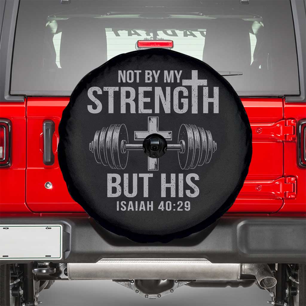 Not By My Strength But His Spare Tire Cover Christian Workout Gym Bible Verse - Wonder Print Shop