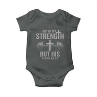 Not By My Strength But His Baby Onesie Christian Workout Gym Bible Verse - Wonder Print Shop