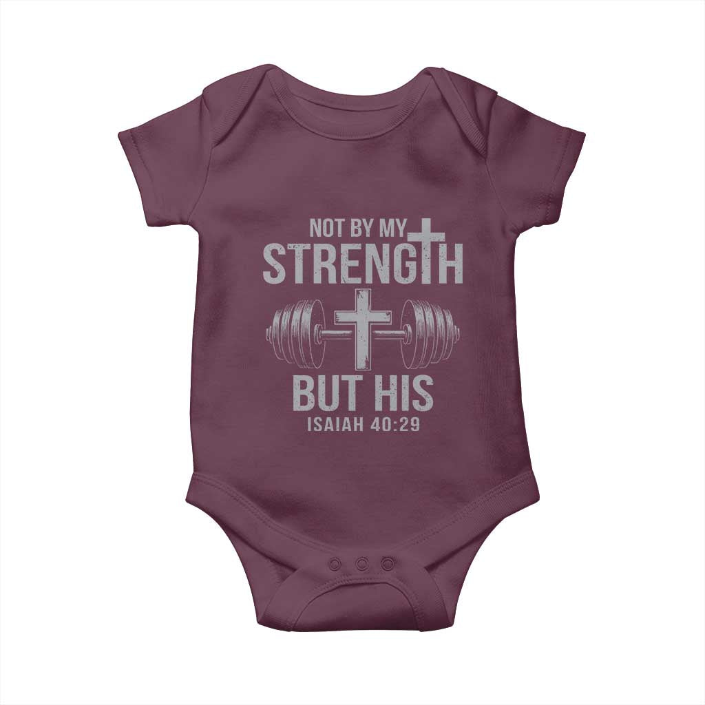 Not By My Strength But His Baby Onesie Christian Workout Gym Bible Verse - Wonder Print Shop