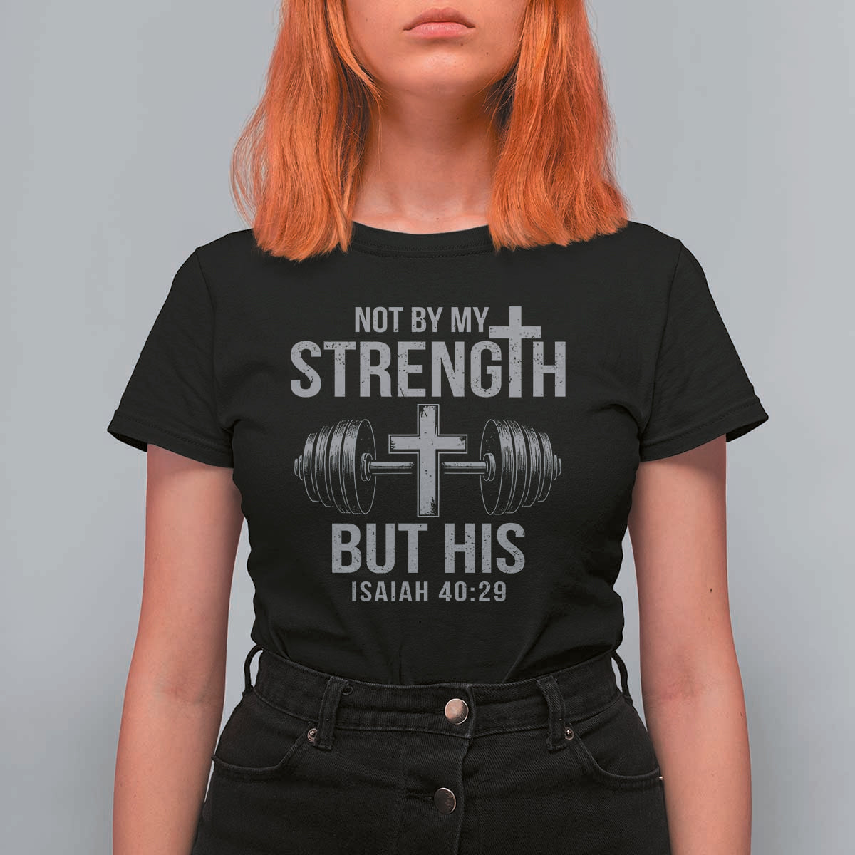 Not By My Strength But His T Shirt For Women Christian Workout Gym Bible Verse - Wonder Print Shop
