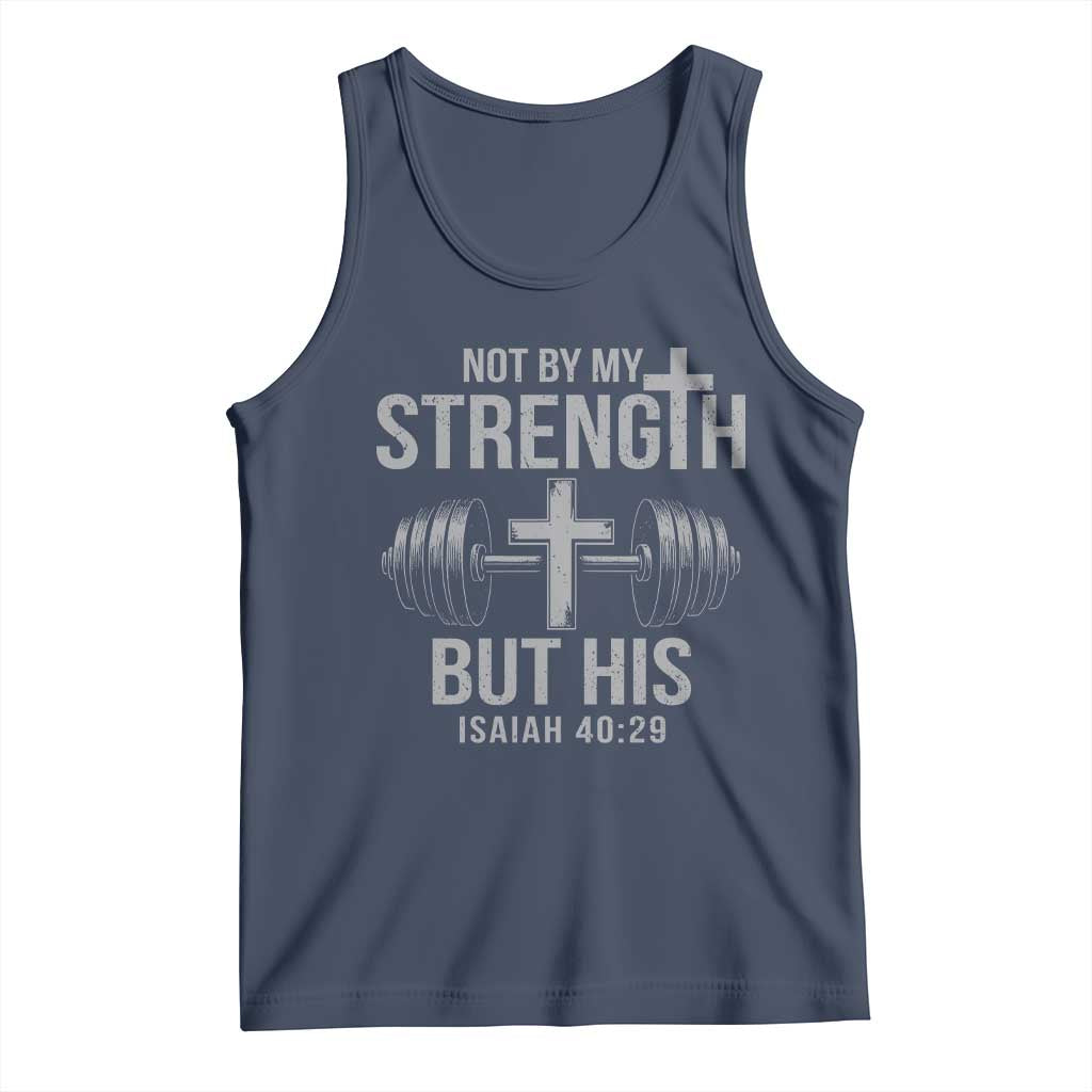 Not By My Strength But His Tank Top Christian Workout Gym Bible Verse - Wonder Print Shop
