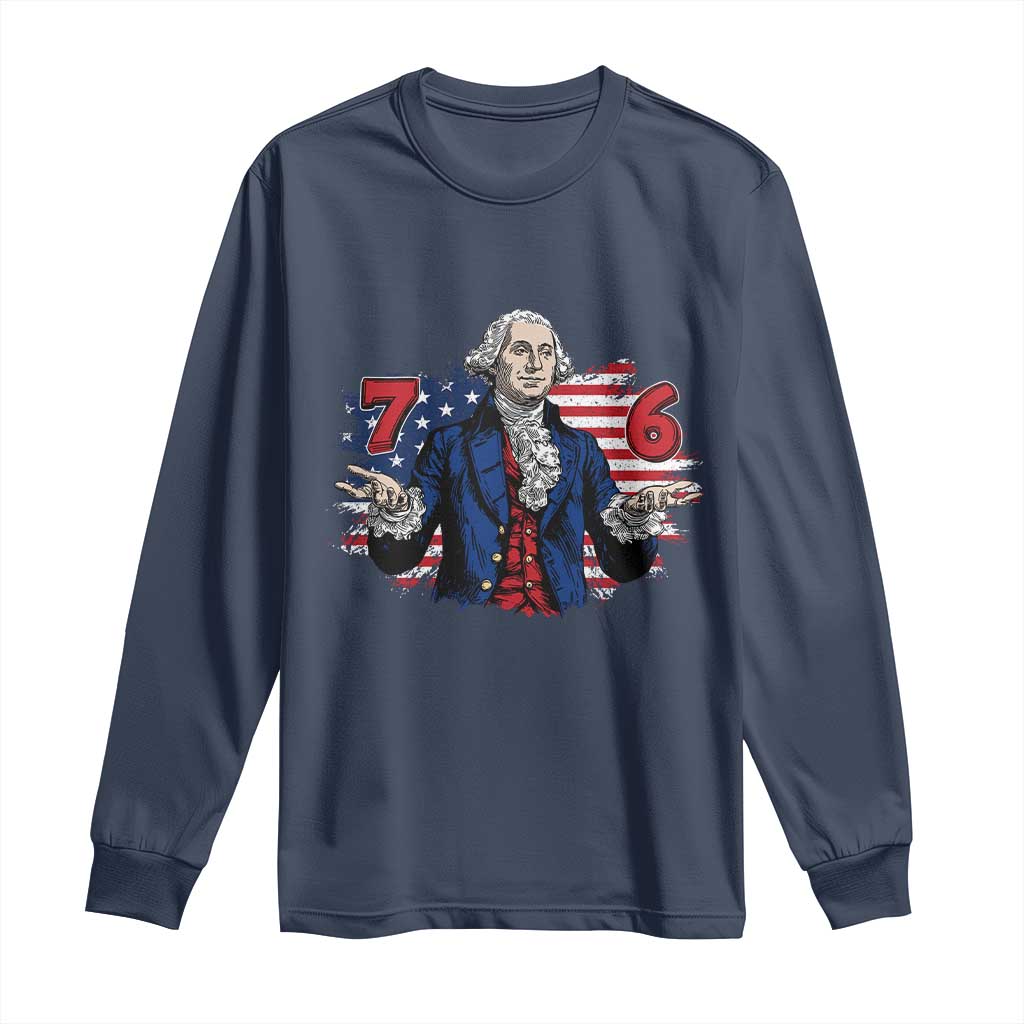 Funny George Washington 67 Long Sleeve Shirt Six Seven Meme Gen Alpha Slang - Wonder Print Shop