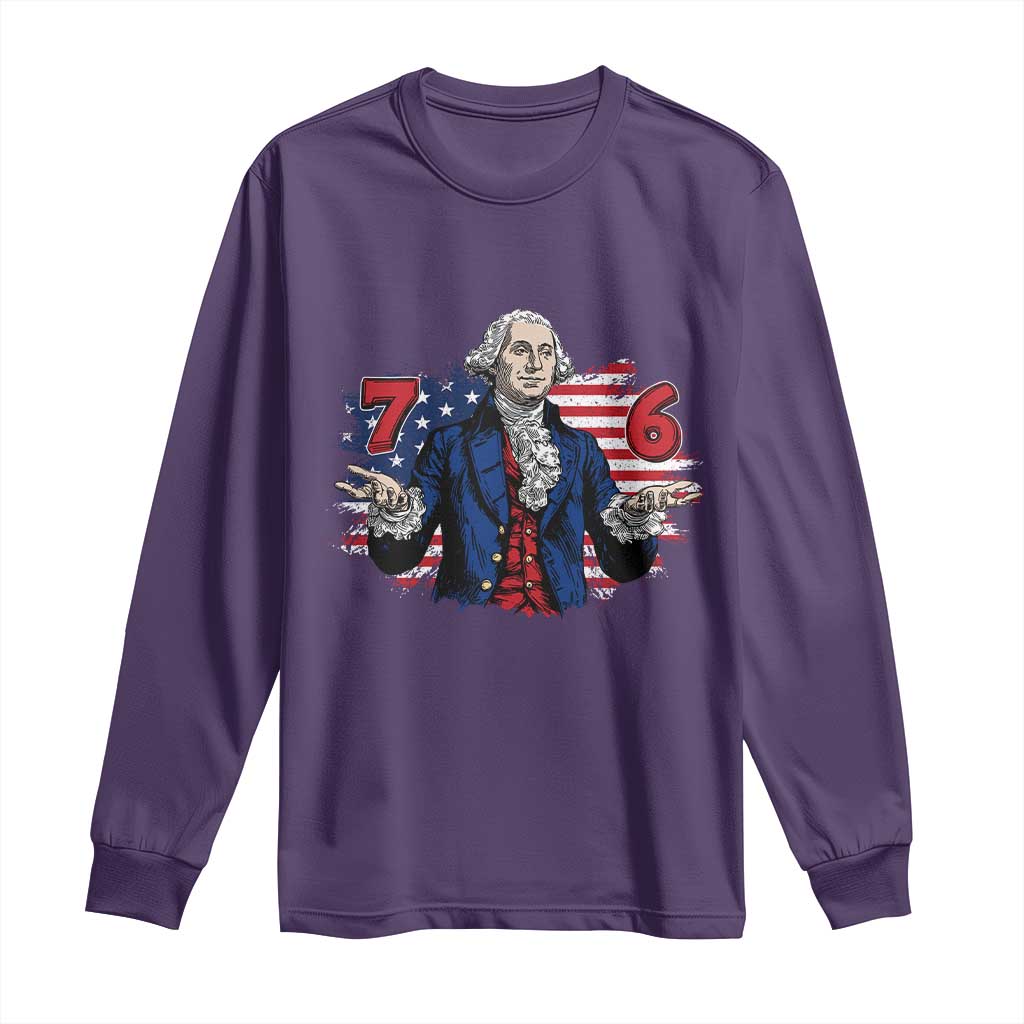 Funny George Washington 67 Long Sleeve Shirt Six Seven Meme Gen Alpha Slang - Wonder Print Shop