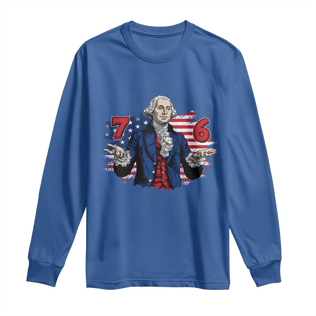 Funny George Washington 67 Long Sleeve Shirt Six Seven Meme Gen Alpha Slang - Wonder Print Shop
