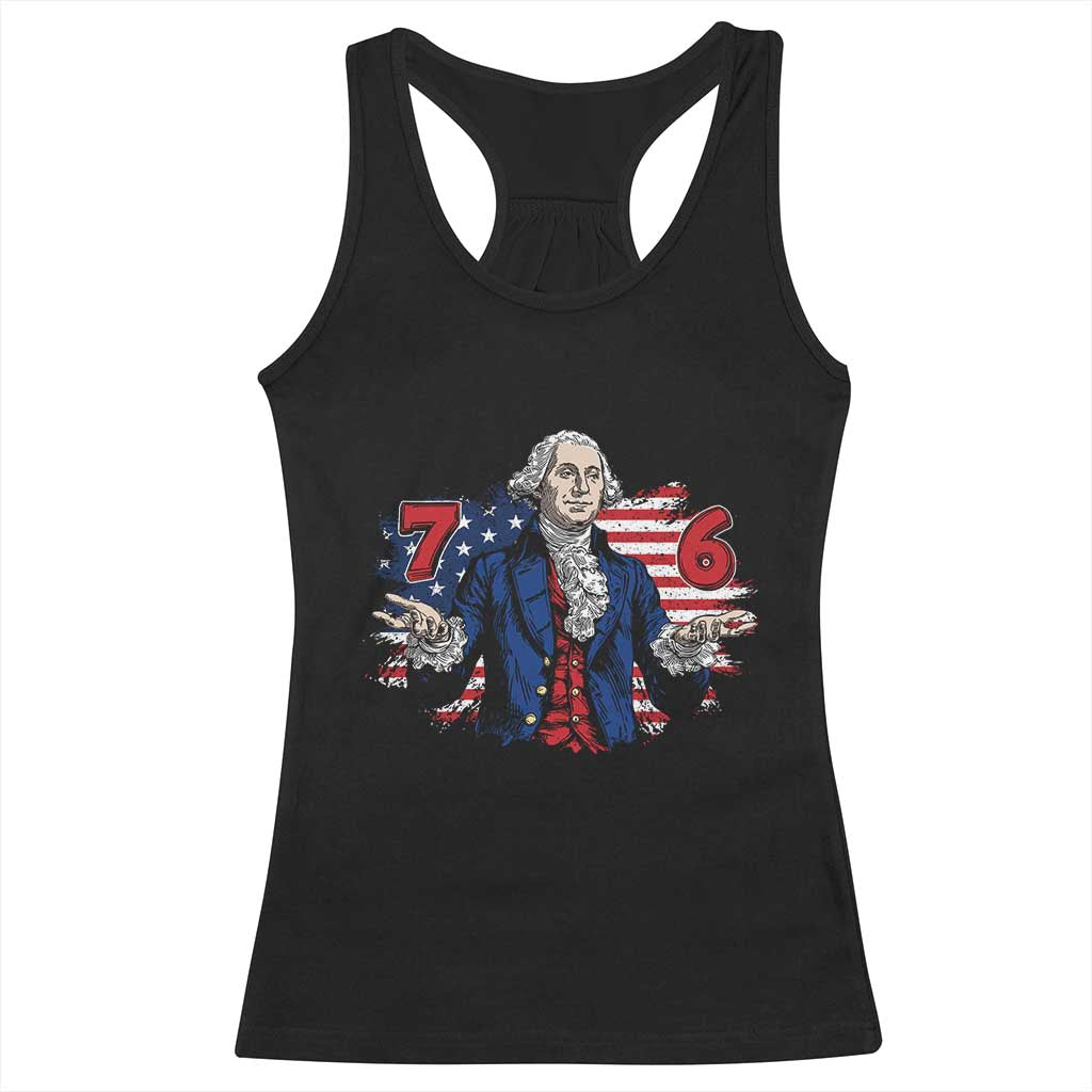 Funny George Washington 67 Racerback Tank Top Six Seven Meme Gen Alpha Slang - Wonder Print Shop