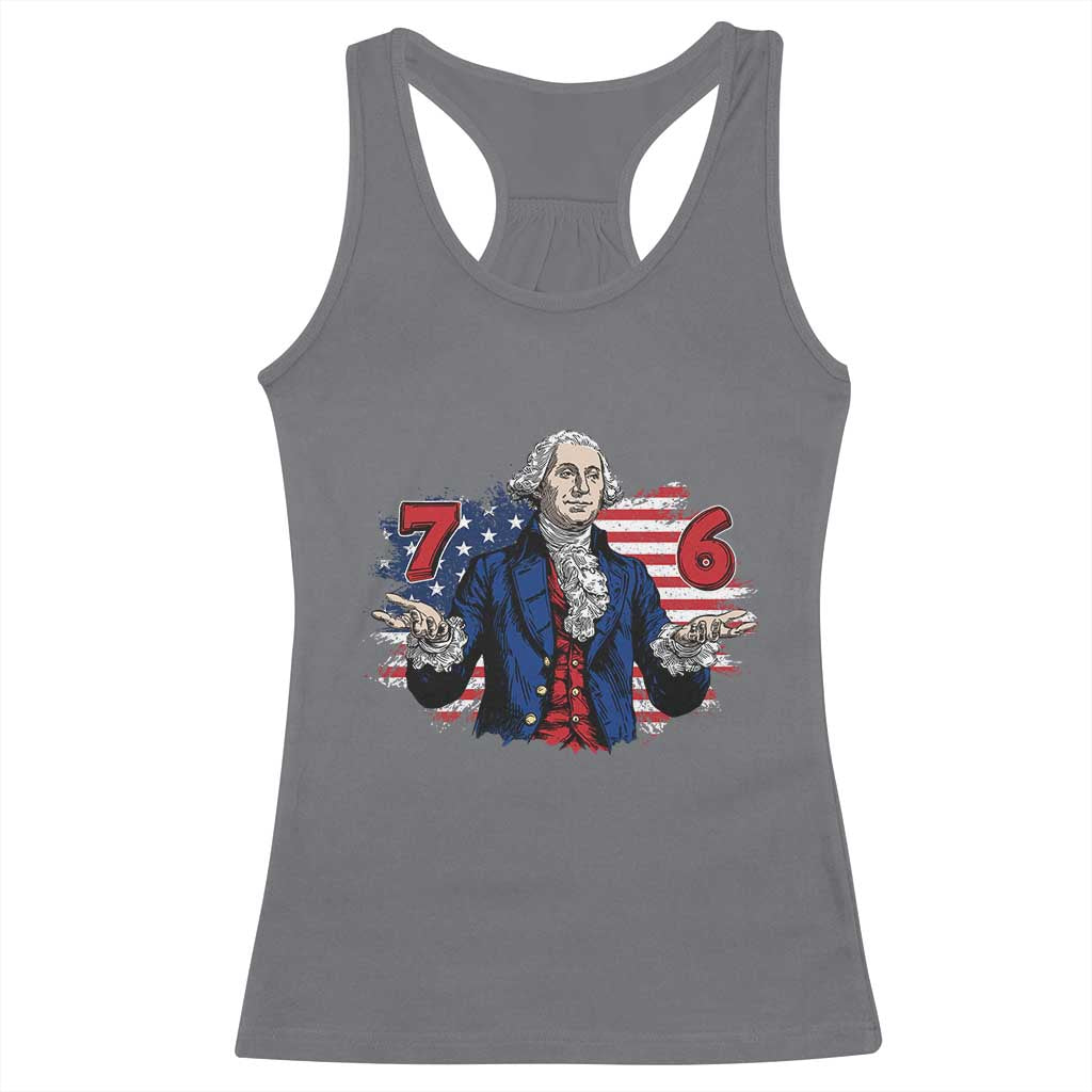 Funny George Washington 67 Racerback Tank Top Six Seven Meme Gen Alpha Slang - Wonder Print Shop