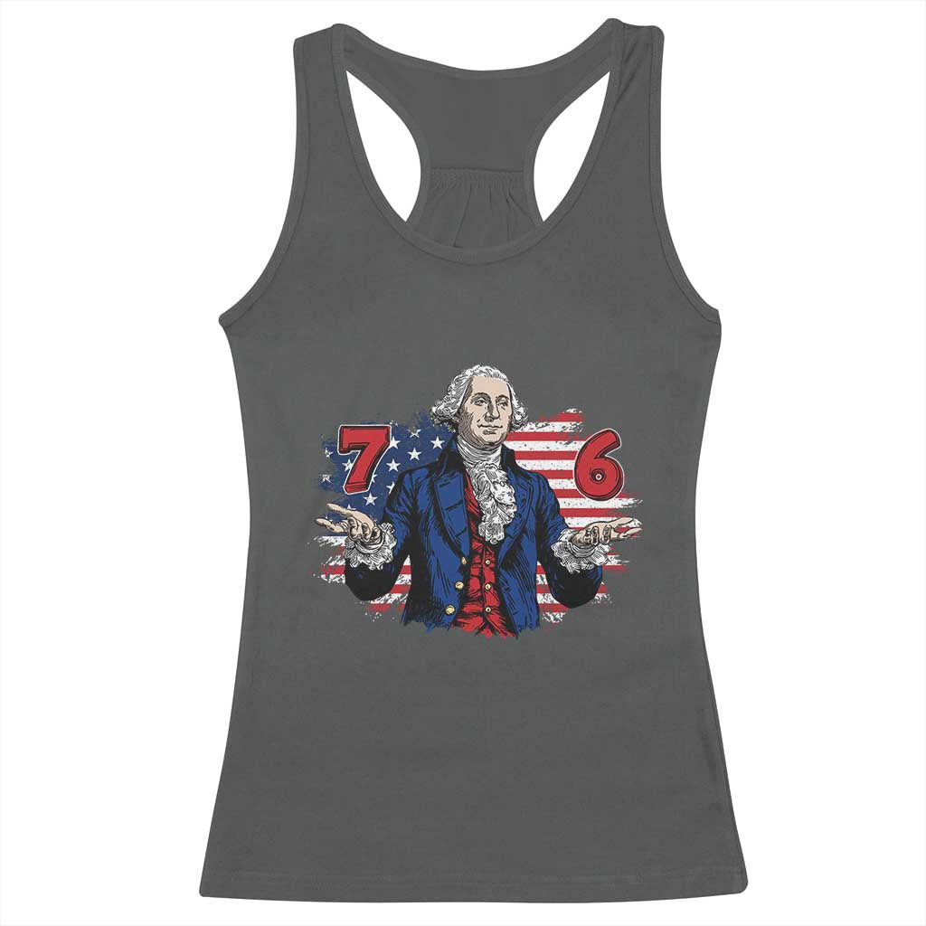 Funny George Washington 67 Racerback Tank Top Six Seven Meme Gen Alpha Slang - Wonder Print Shop