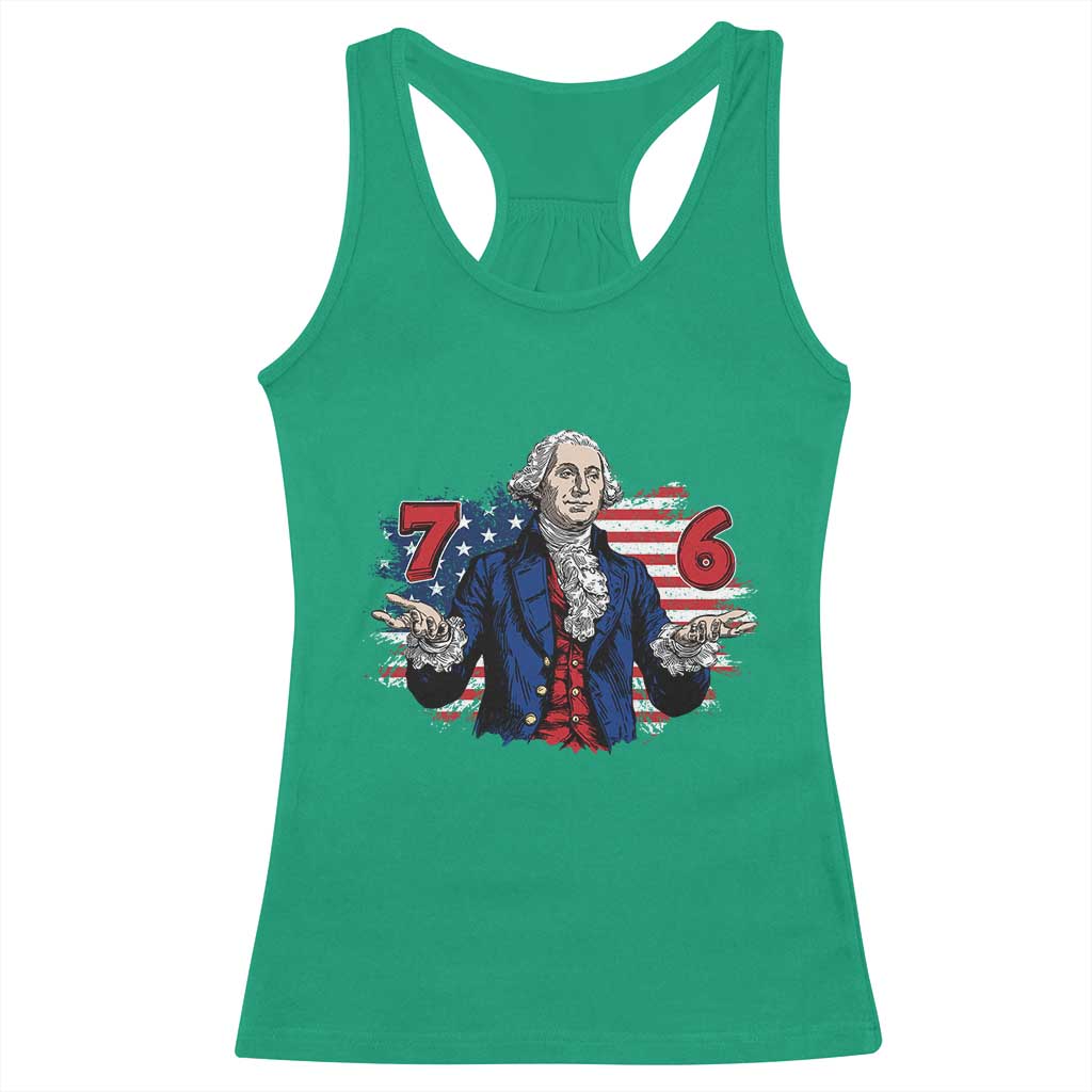 Funny George Washington 67 Racerback Tank Top Six Seven Meme Gen Alpha Slang - Wonder Print Shop