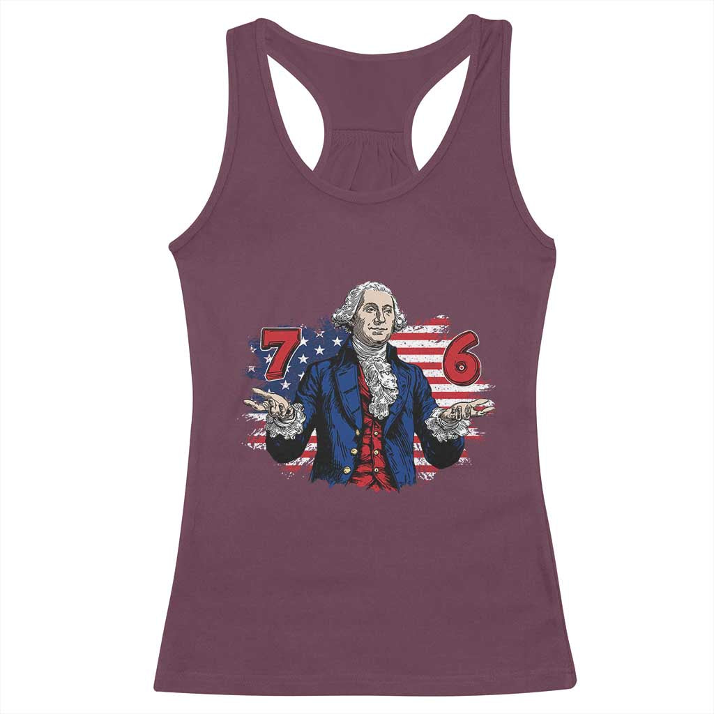 Funny George Washington 67 Racerback Tank Top Six Seven Meme Gen Alpha Slang - Wonder Print Shop