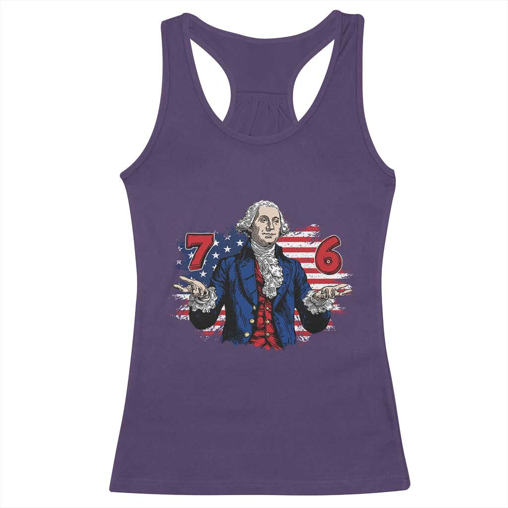 Funny George Washington 67 Racerback Tank Top Six Seven Meme Gen Alpha Slang - Wonder Print Shop
