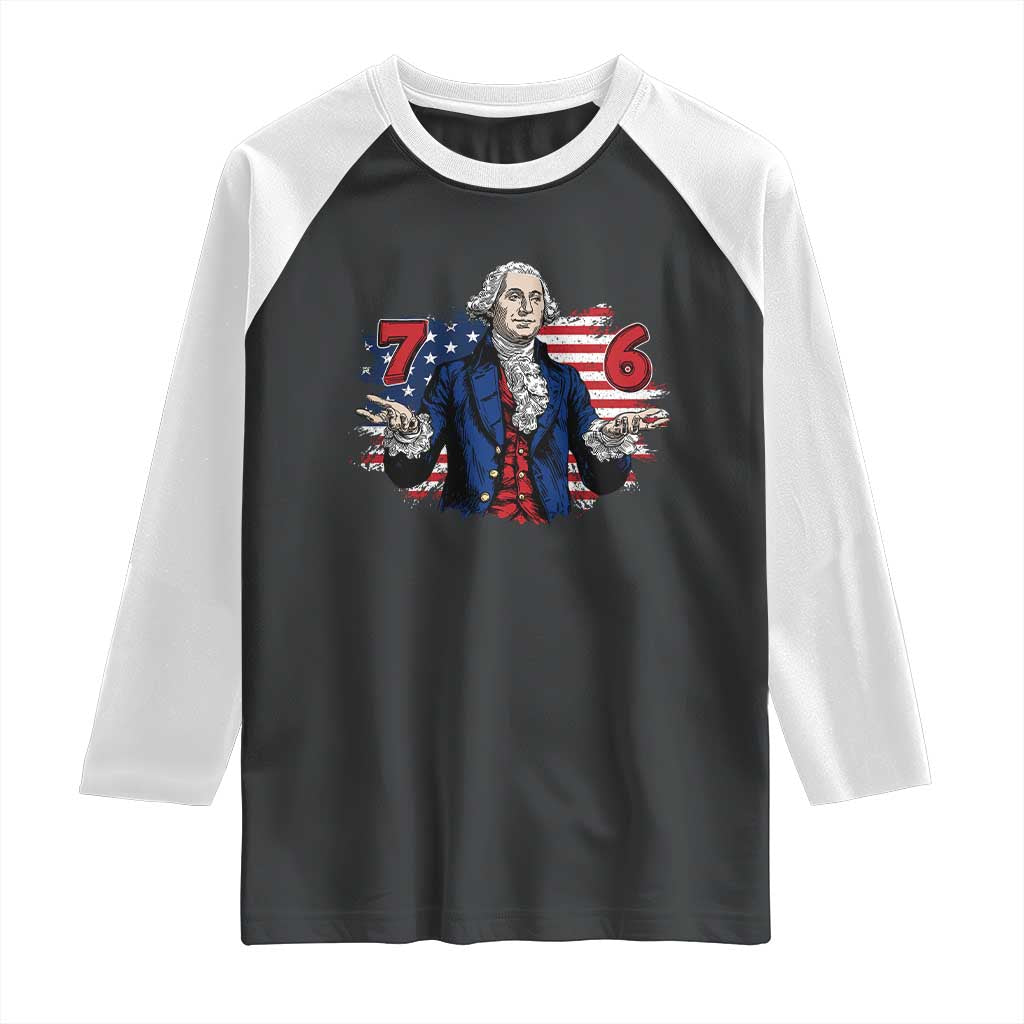 Funny George Washington 67 Raglan Shirt Six Seven Meme Gen Alpha Slang - Wonder Print Shop
