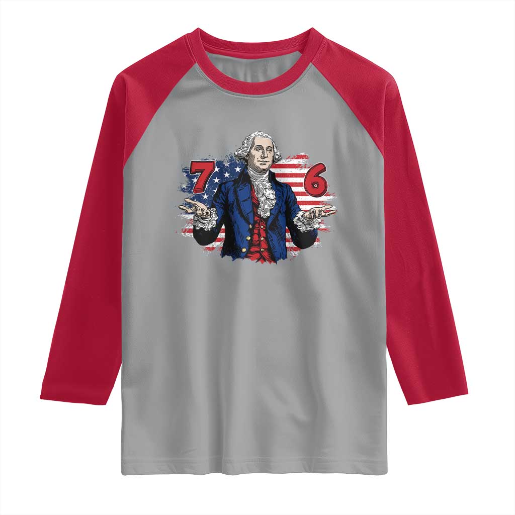 Funny George Washington 67 Raglan Shirt Six Seven Meme Gen Alpha Slang - Wonder Print Shop