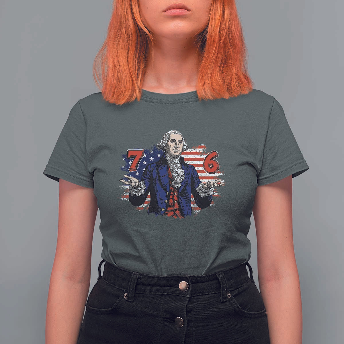 Funny George Washington 67 T Shirt For Women Six Seven Meme Gen Alpha Slang - Wonder Print Shop