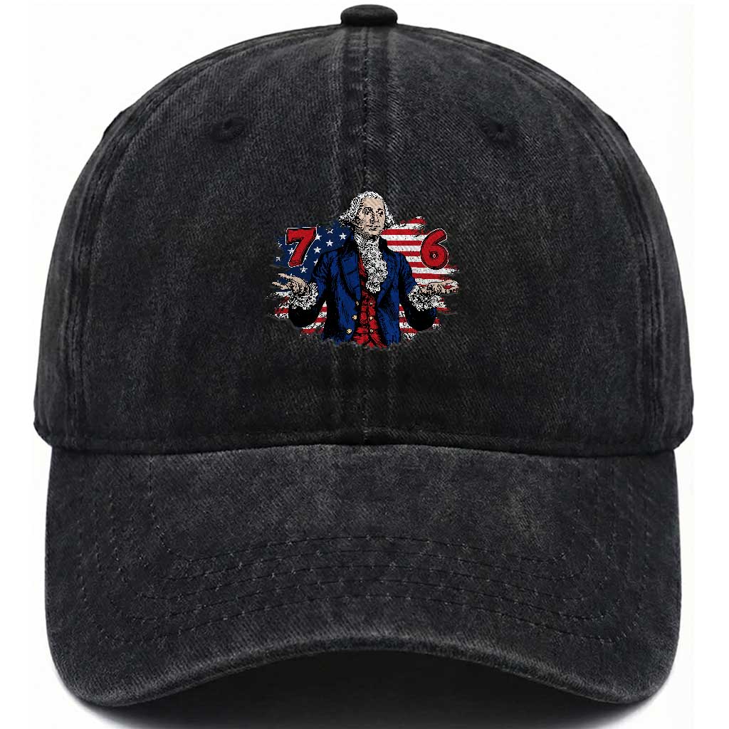 Funny George Washington 67 Washed Cotton Baseball Cap Six Seven Meme Gen Alpha Slang
