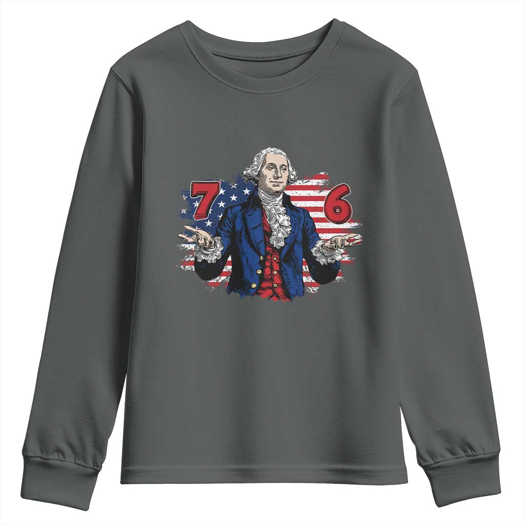 Funny George Washington 67 Youth Sweatshirt Six Seven Meme Gen Alpha Slang - Wonder Print Shop