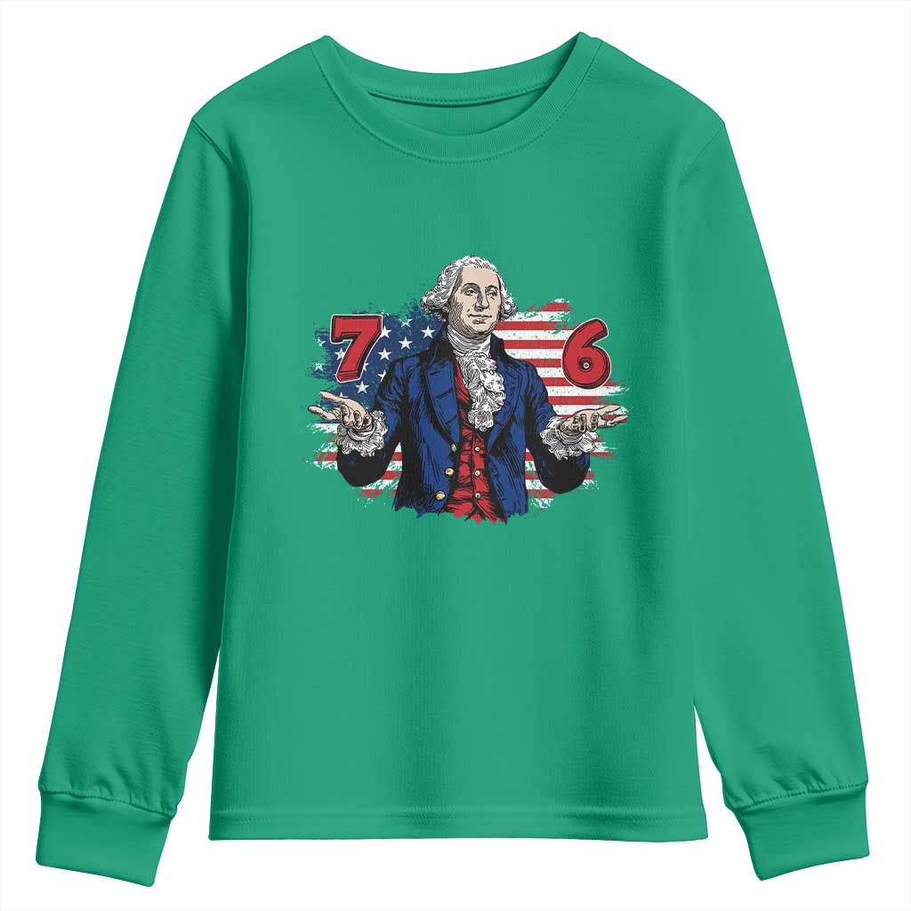 Funny George Washington 67 Youth Sweatshirt Six Seven Meme Gen Alpha Slang - Wonder Print Shop