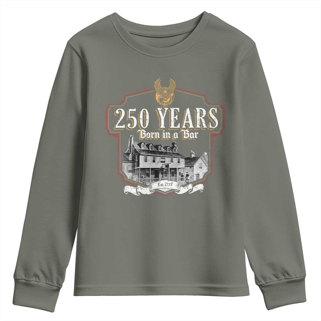 250 Years Born In A Bar Youth Sweatshirt 250th Birthday Military - Wonder Print Shop