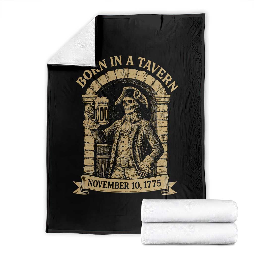 Funny Born In A Tavern Throw Blanket 250th Birthday Military - Wonder Print Shop