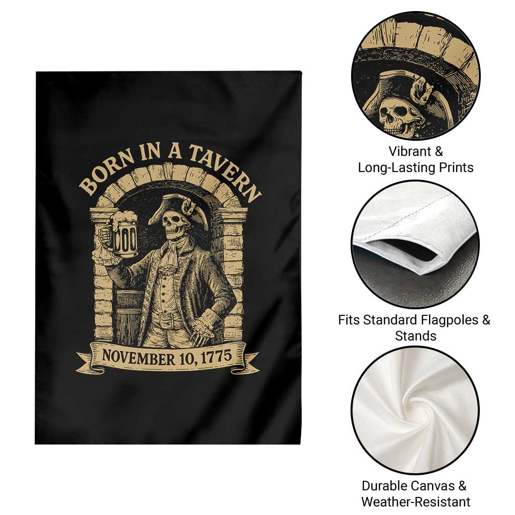Funny Born In A Tavern Garden Flag 250th Birthday Military - Wonder Print Shop