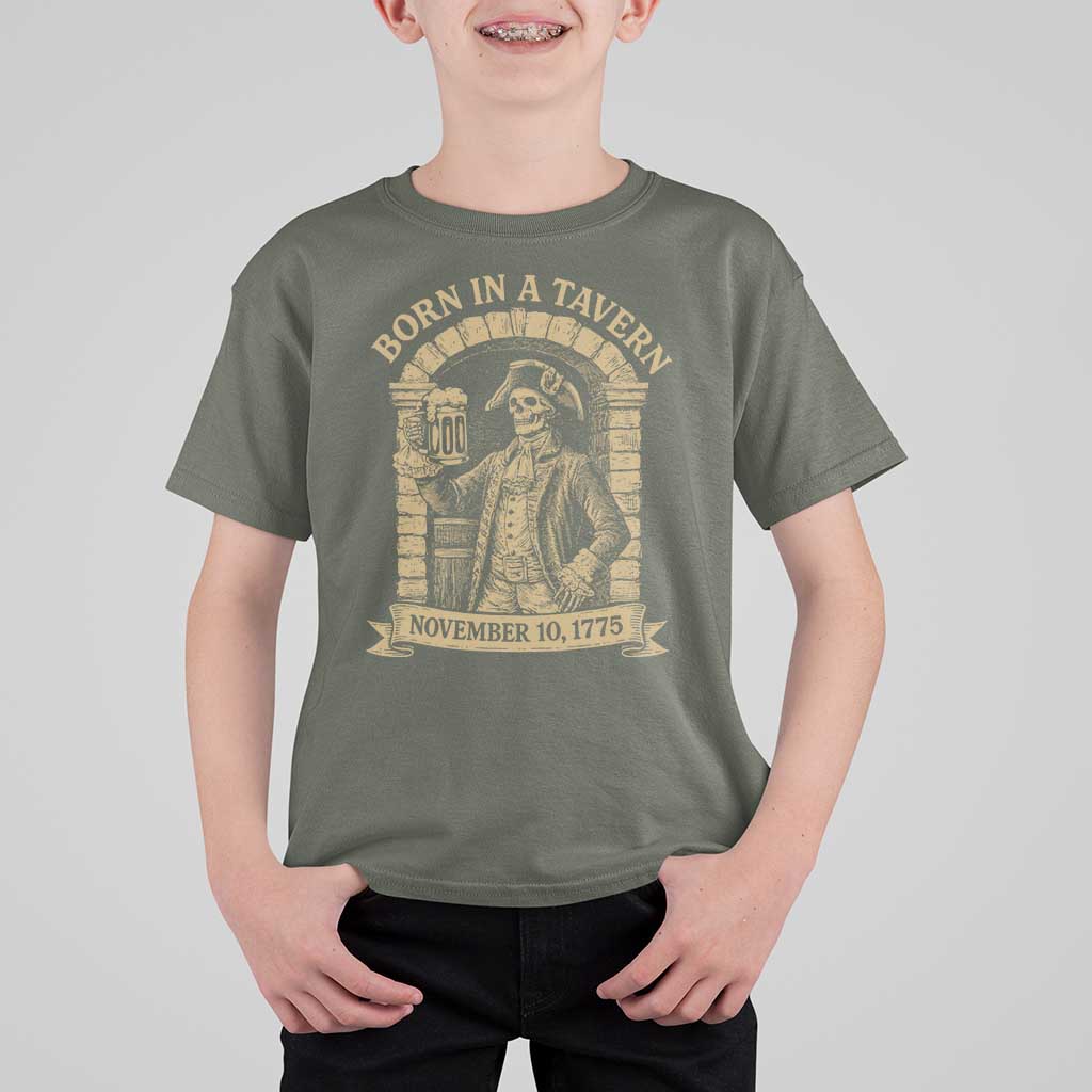 Funny Born In A Tavern T Shirt For Kid 250th Birthday Military - Wonder Print Shop