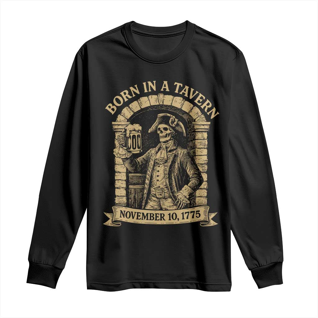 Funny Born In A Tavern Long Sleeve Shirt 250th Birthday Military - Wonder Print Shop