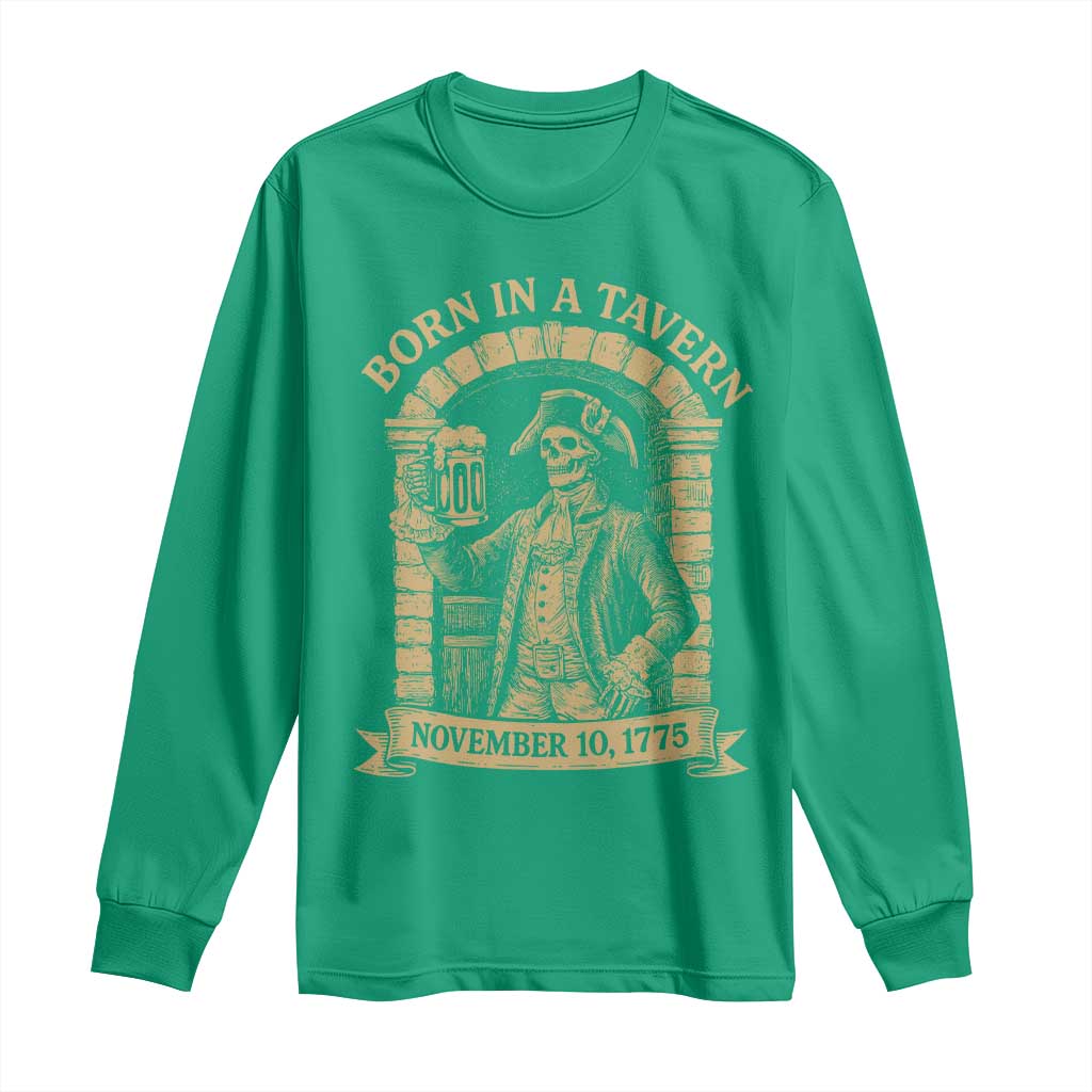 Funny Born In A Tavern Long Sleeve Shirt 250th Birthday Military - Wonder Print Shop