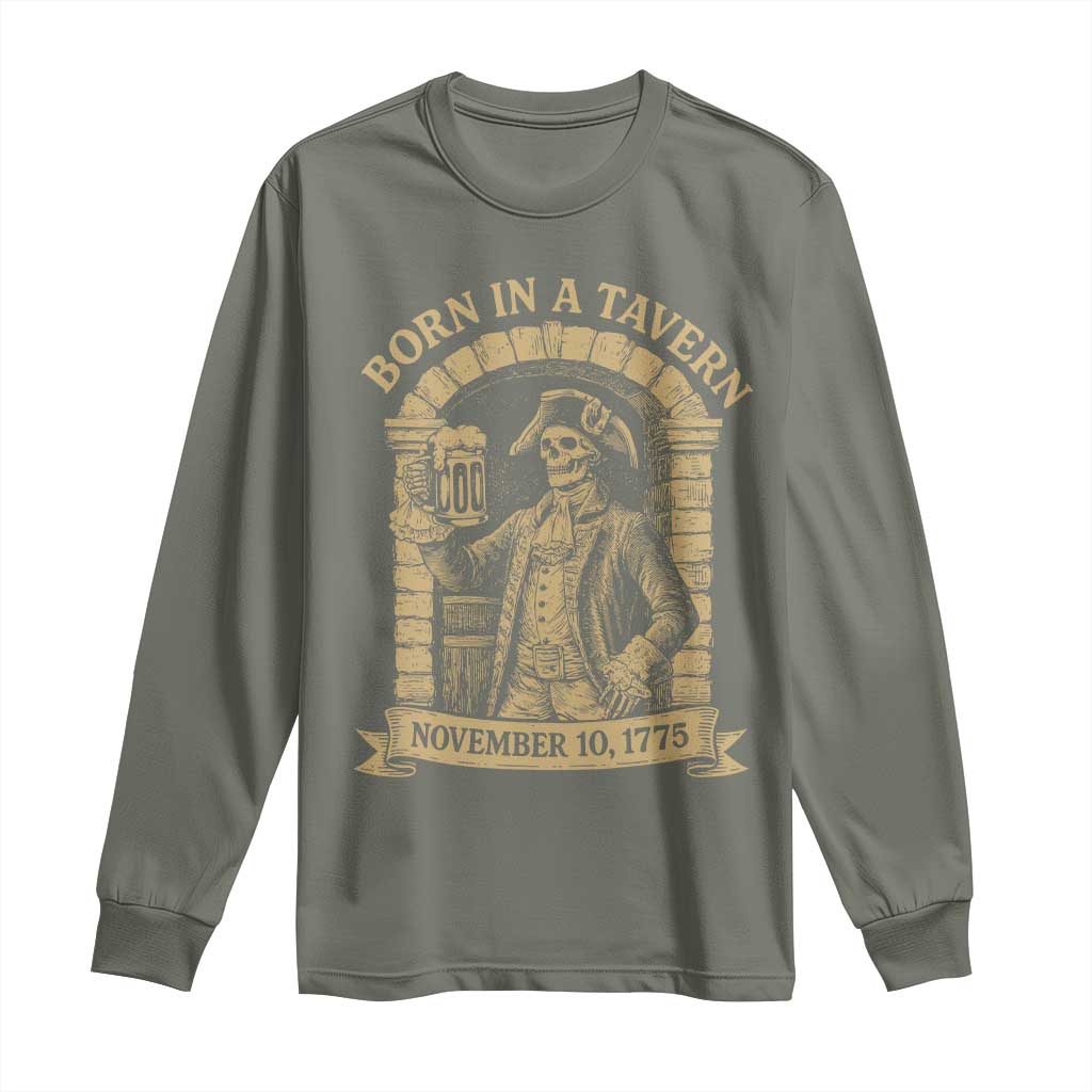 Funny Born In A Tavern Long Sleeve Shirt 250th Birthday Military - Wonder Print Shop