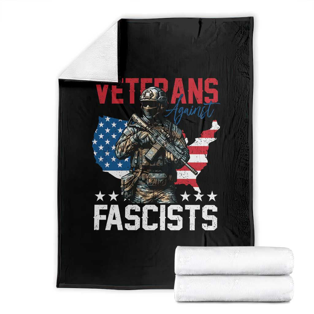 Veterans Against Fascists Throw Blanket Patriotic Soldier Vintage American Flag - Wonder Print Shop