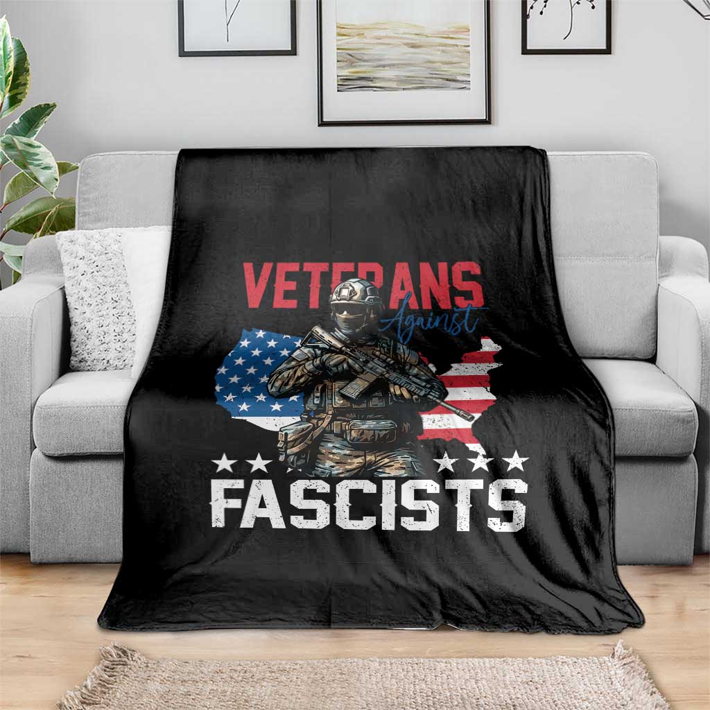 Veterans Against Fascists Throw Blanket Patriotic Soldier Vintage American Flag - Wonder Print Shop