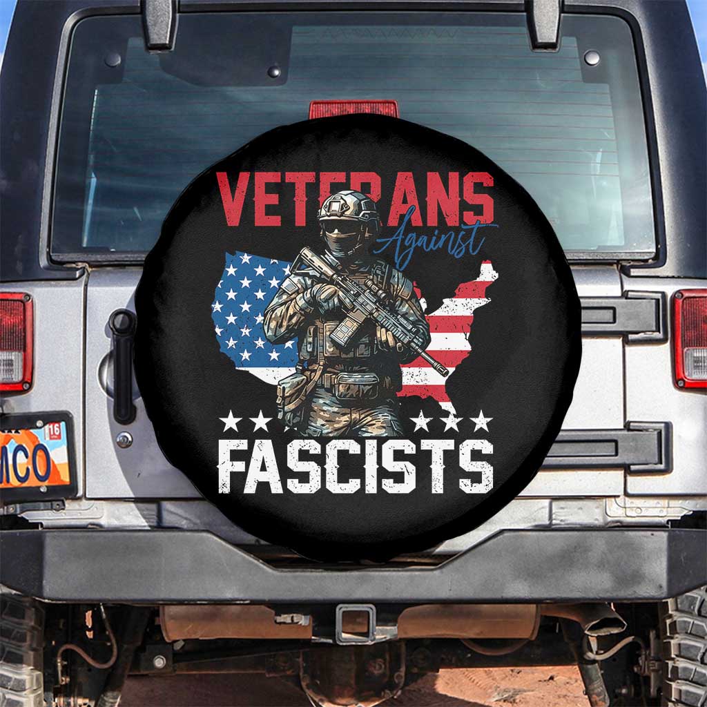 Veterans Against Fascists Spare Tire Cover Patriotic Soldier Vintage American Flag - Wonder Print Shop