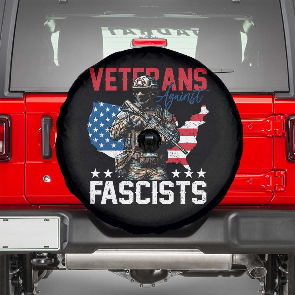 Veterans Against Fascists Spare Tire Cover Patriotic Soldier Vintage American Flag - Wonder Print Shop