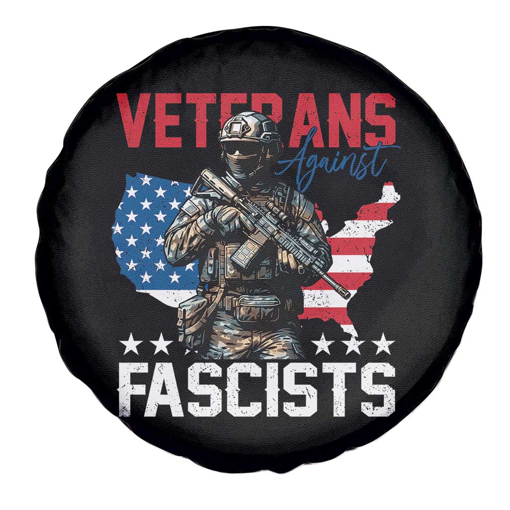 Veterans Against Fascists Spare Tire Cover Patriotic Soldier Vintage American Flag - Wonder Print Shop