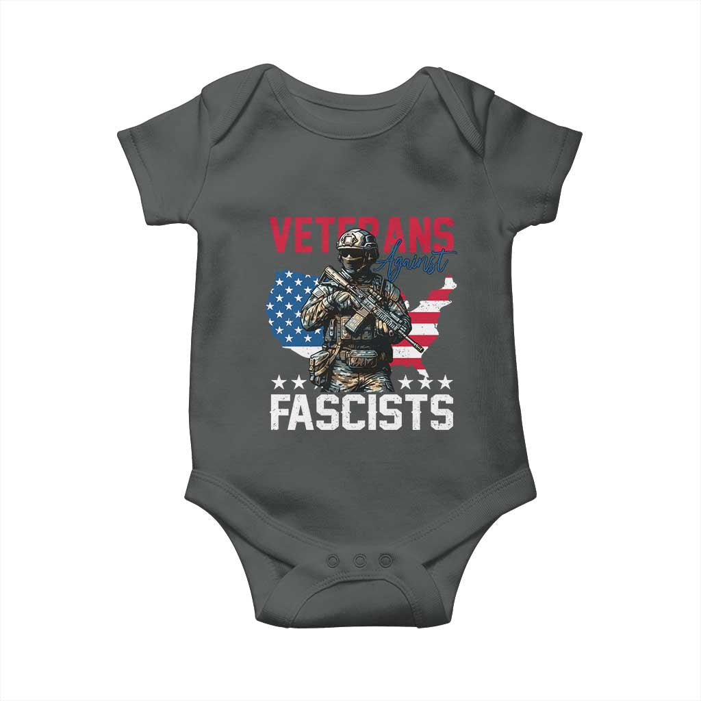Veterans Against Fascists Baby Onesie Patriotic Soldier Vintage American Flag - Wonder Print Shop