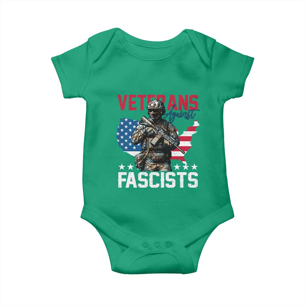 Veterans Against Fascists Baby Onesie Patriotic Soldier Vintage American Flag - Wonder Print Shop