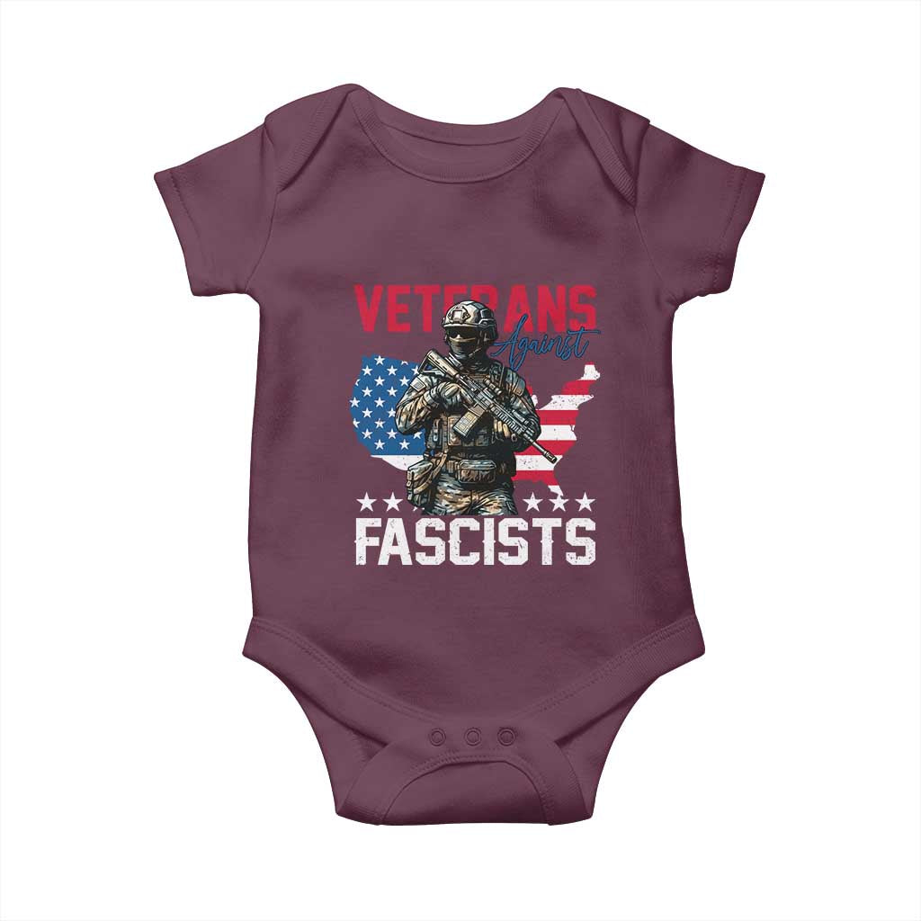 Veterans Against Fascists Baby Onesie Patriotic Soldier Vintage American Flag - Wonder Print Shop