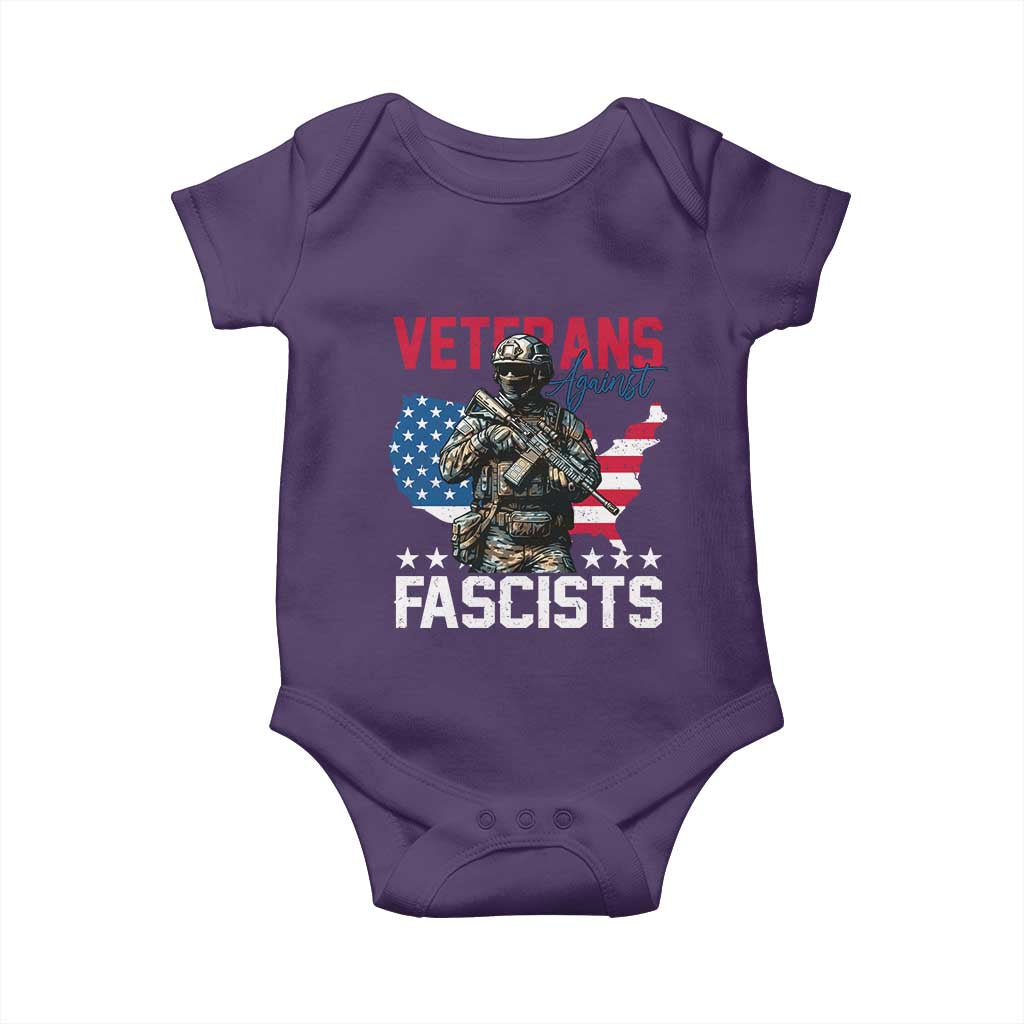 Veterans Against Fascists Baby Onesie Patriotic Soldier Vintage American Flag - Wonder Print Shop